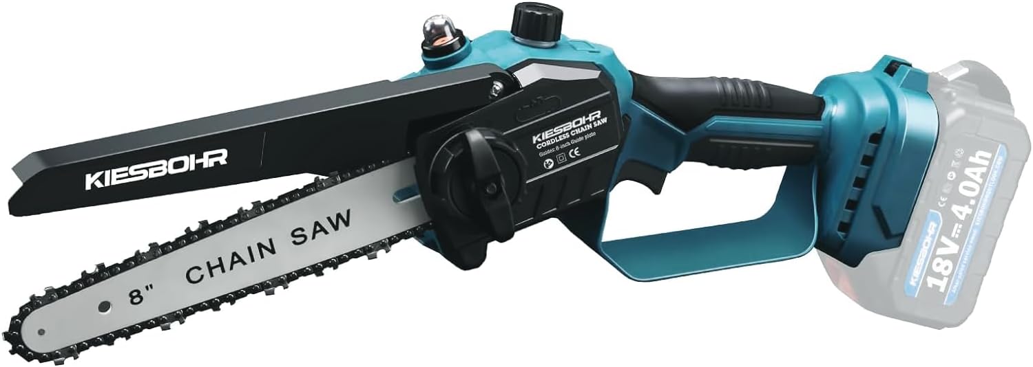 KIESBOHR Mini Akku Kettensäge Kompatibel mit Makita 18V Akku, Elektrische Astsäge CS001 (8 Zoll, brushless,ohne Akku und Kettenöl)