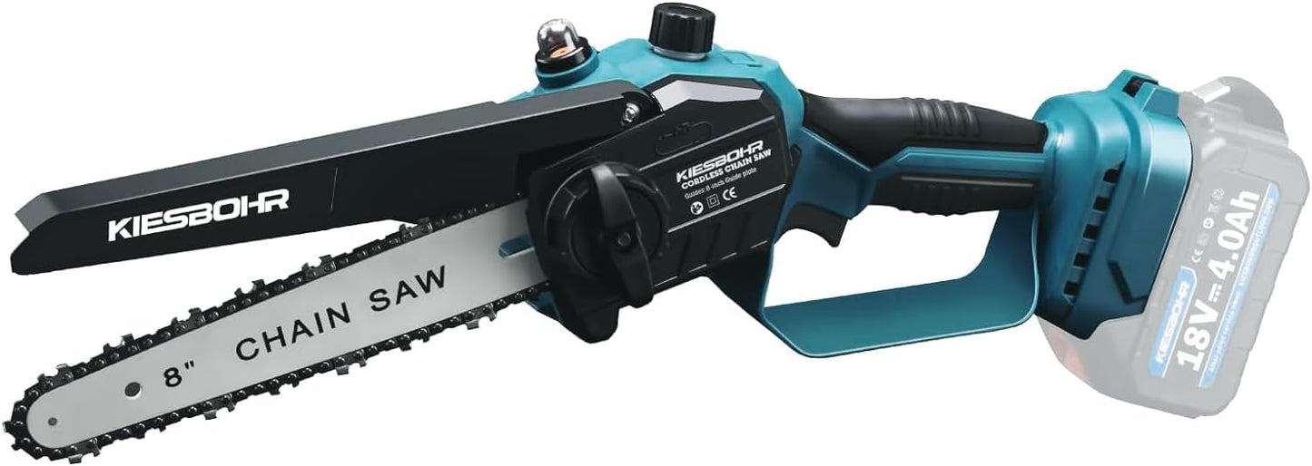KIESBOHR Mini Akku Kettensäge Kompatibel mit Makita 18V Akku, Elektrische Astsäge CS001 (8 Zoll, brushless,ohne Akku und Kettenöl)