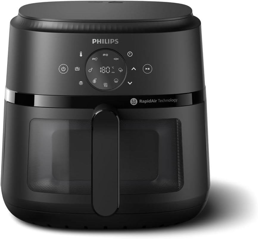 Philips Airfryer 2000 Series - 13 Preparation Options, 6.2 L, Compact Design with Cooking Window, RapidAir Technology, Frying with up to 90% Less Fat, Easy to Clean (NA230/00)