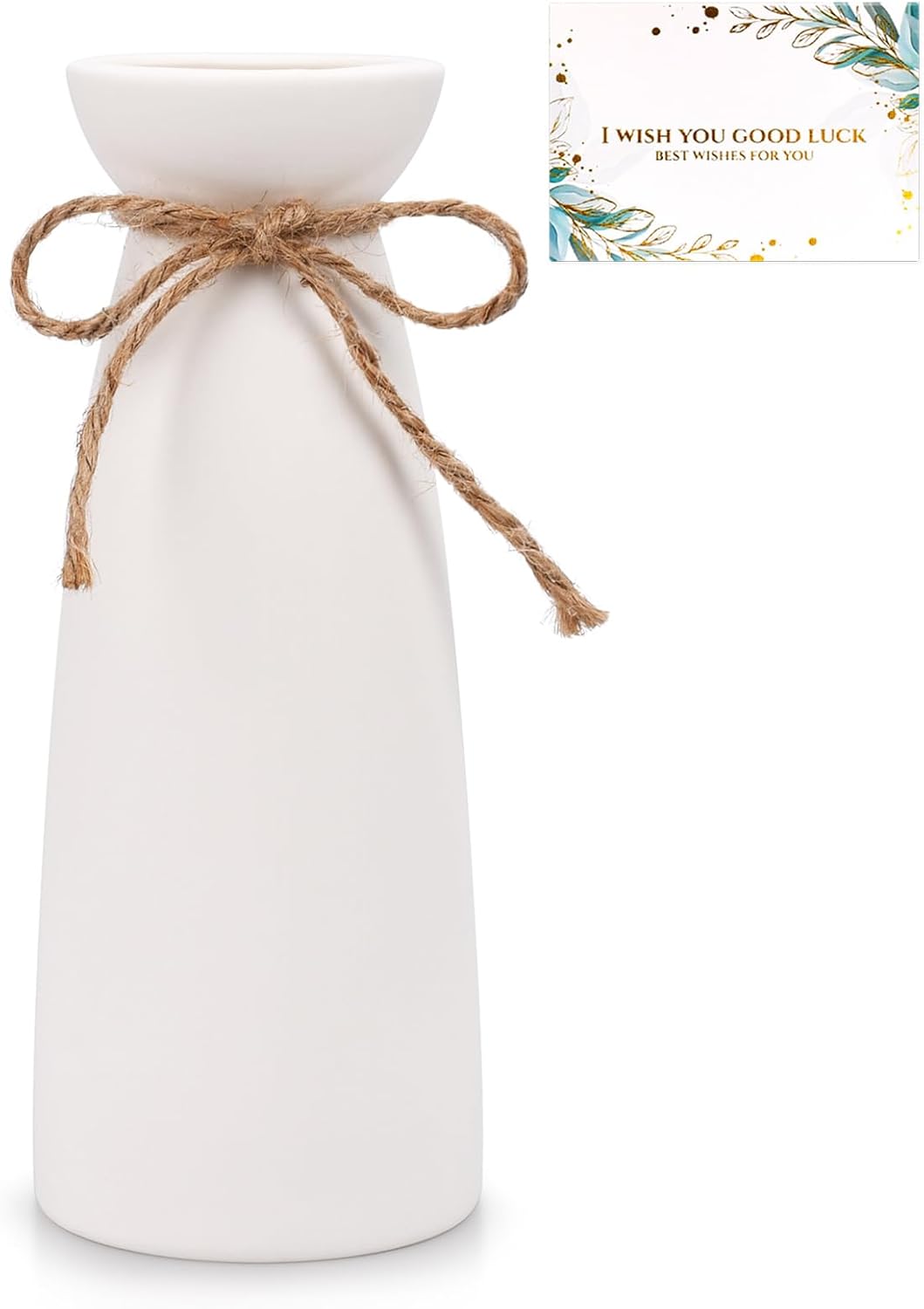 YUTUY Vase Weiß,Keramik Vase für Pampasgras,Keramikvase Weiß Gefrostet 23 cm,Boho Deko Ideal zur Lagerung von Trockenblumen&Frische Blumen,Blumenvase Deko Wohnzimmer, Schlafzimmer Home Decoration