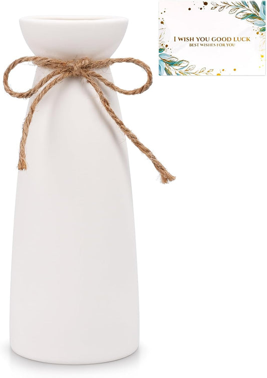 YUTUY Vase Weiß,Keramik Vase für Pampasgras,Keramikvase Weiß Gefrostet 23 cm,Boho Deko Ideal zur Lagerung von Trockenblumen&Frische Blumen,Blumenvase Deko Wohnzimmer, Schlafzimmer Home Decoration