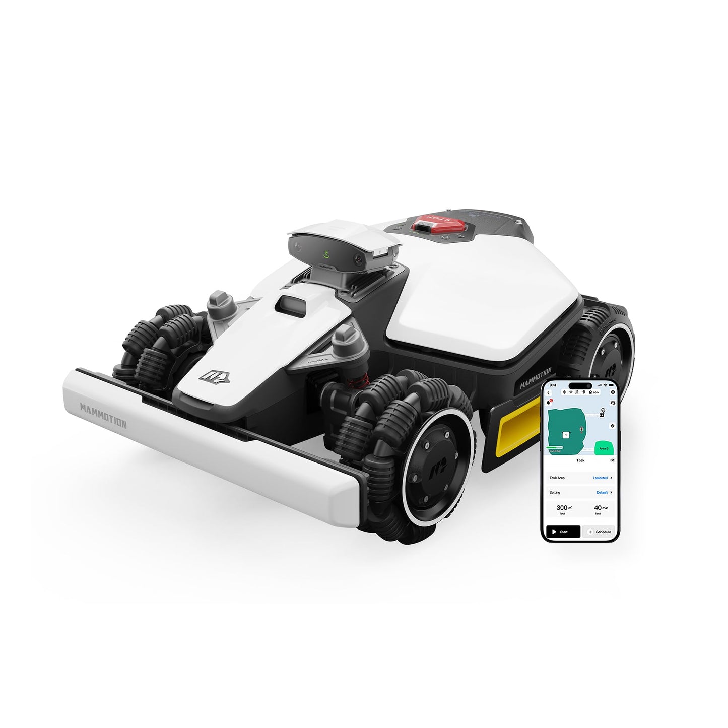 MAMMOTION LUBA mini AWD 800 Mähroboter ohne Begrenzungskabel, NetRTK+Vision, Keine RTK-Antenne erforderlich, Auto-Kartierung, Empf. 800m², Max. 1000m², mit 4G-Modul, 80% Steigung