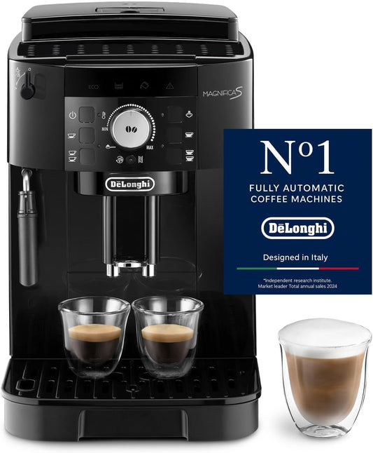 De'Longhi Magnifica S ECAM11.112.B, Kaffeevollautomat mit Milchaufschäumdüse für Cappuccino, mit Espresso Direktwahltasten und Drehregler, 2-Tassen-Funktion, Schwarz