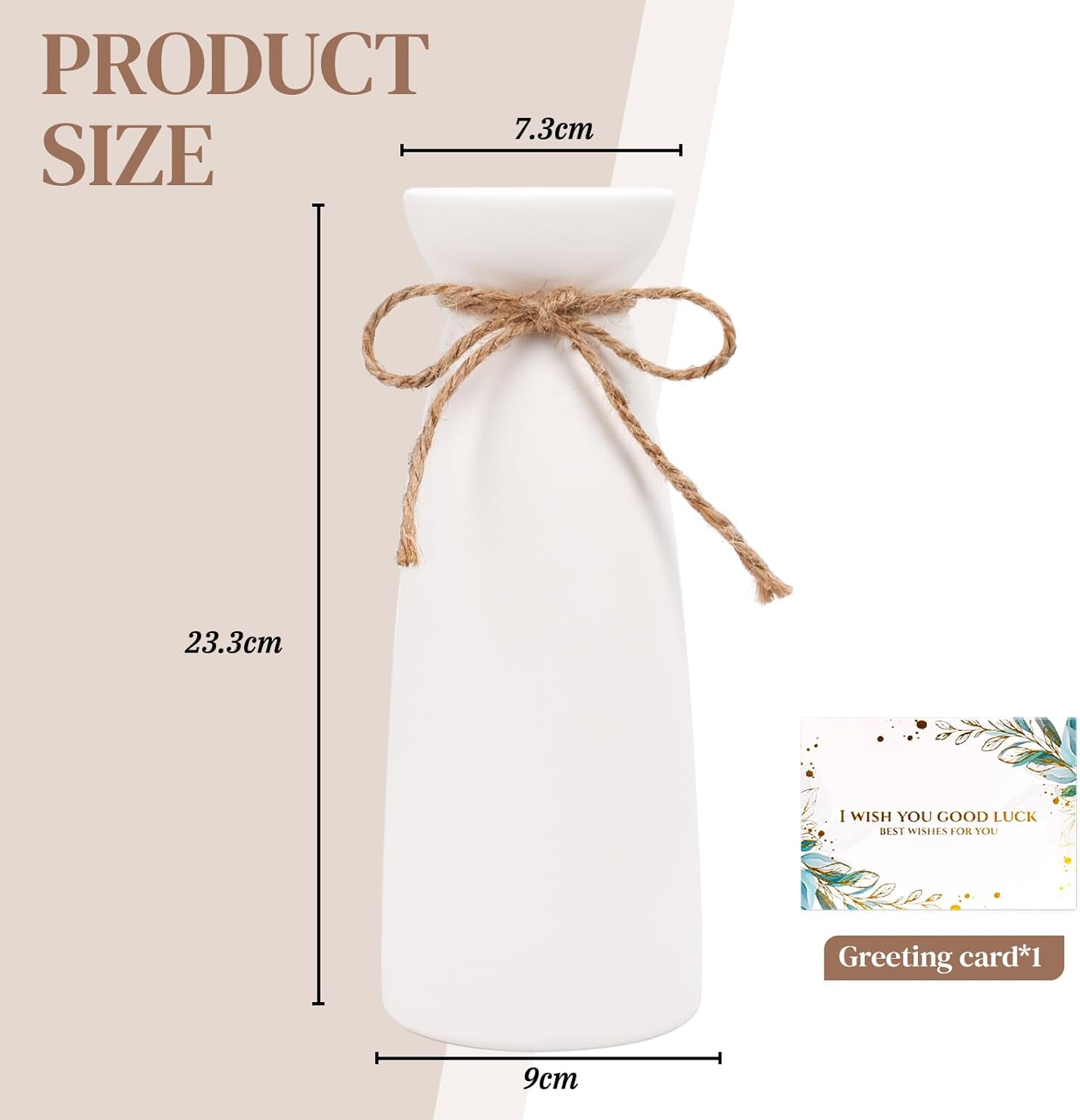 YUTUY Vase Weiß,Keramik Vase für Pampasgras,Keramikvase Weiß Gefrostet 23 cm,Boho Deko Ideal zur Lagerung von Trockenblumen&Frische Blumen,Blumenvase Deko Wohnzimmer, Schlafzimmer Home Decoration