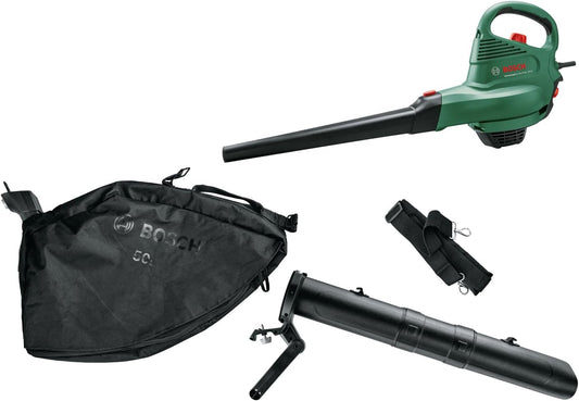 Bosch Home and Garden UniversalGardenTidy Electric Leaf Vacuum Cleaner/Leaf Blower (3000 W, Collection Bag 50 L, Continuous Speed Setting, for Blowing, Vacuuming and Chopping Leaves, in Box) Green,