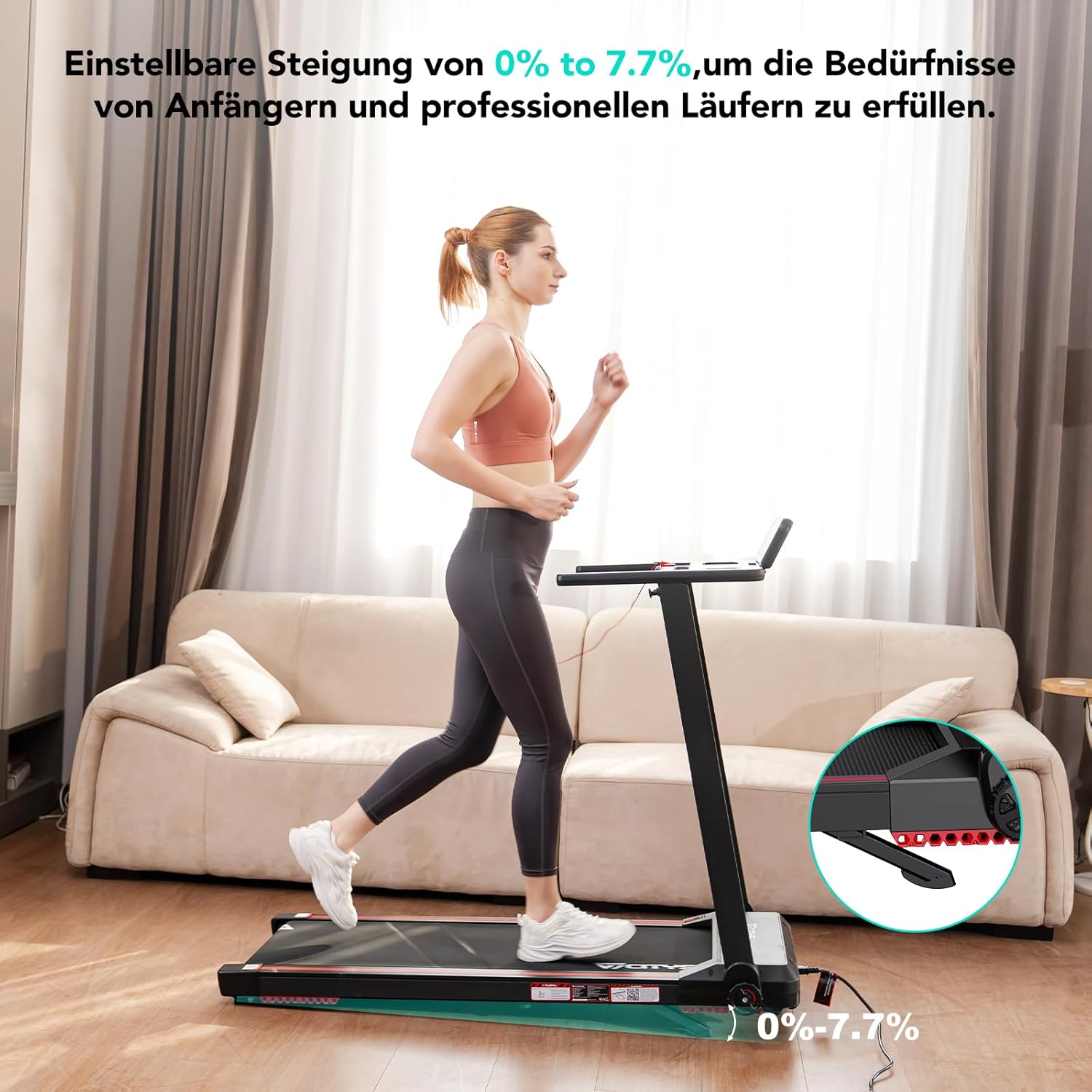 CITYSPORTS Electric Treadmill, Folding Treadmill for Home up to 12 km/h, with LED Display, App and 360° Tablet Holder, Compact Walking Pad for Home and Office