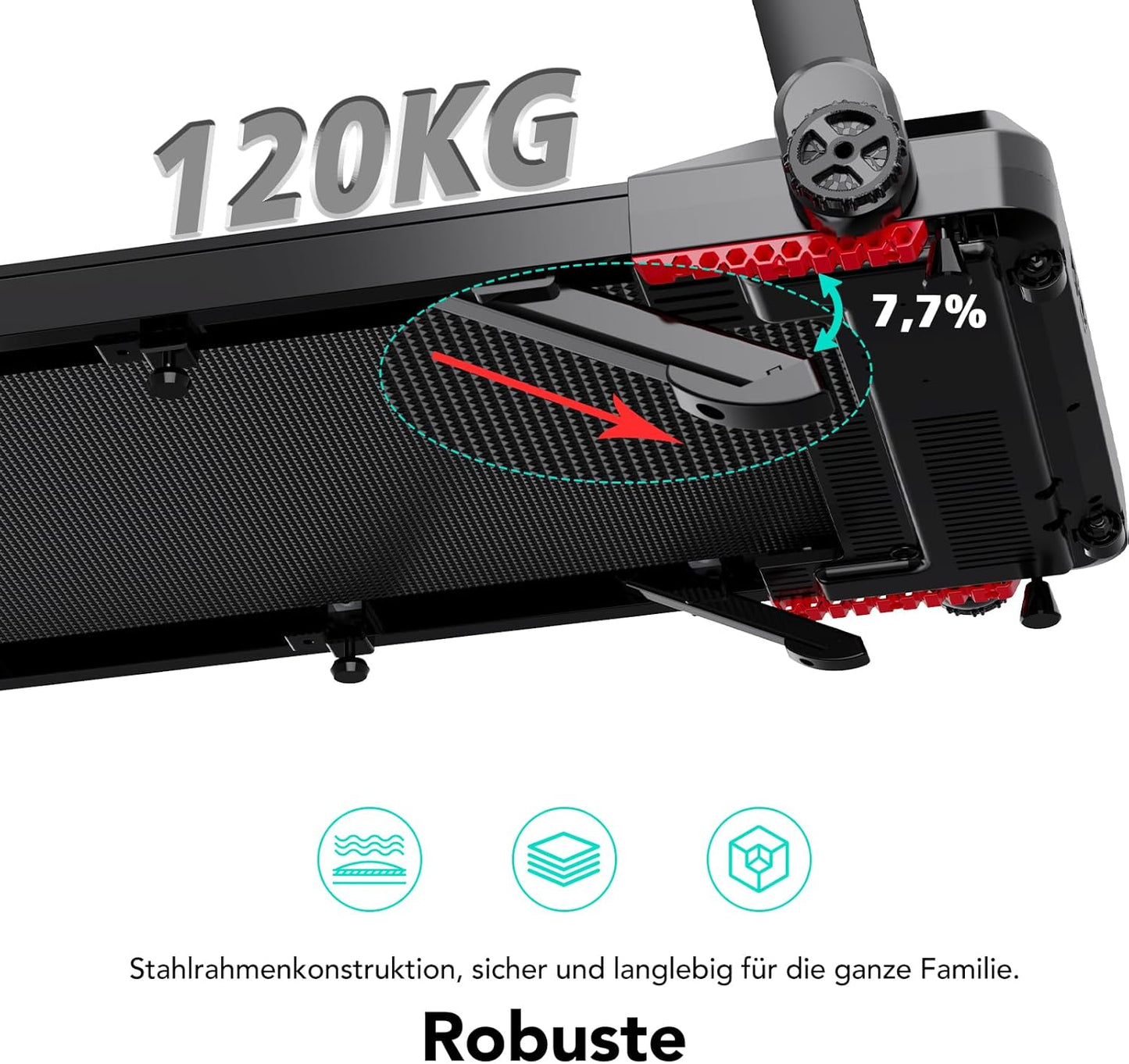 CITYSPORTS Electric Treadmill, Folding Treadmill for Home up to 12 km/h, with LED Display, App and 360° Tablet Holder, Compact Walking Pad for Home and Office