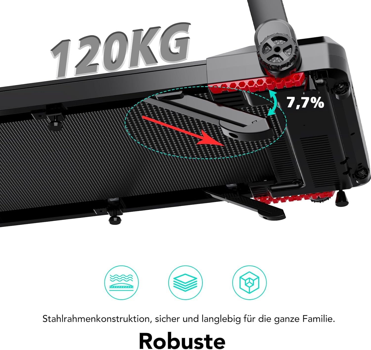 CITYSPORTS Electric Treadmill, Folding Treadmill for Home up to 12 km/h, with LED Display, App and 360° Tablet Holder, Compact Walking Pad for Home and Office