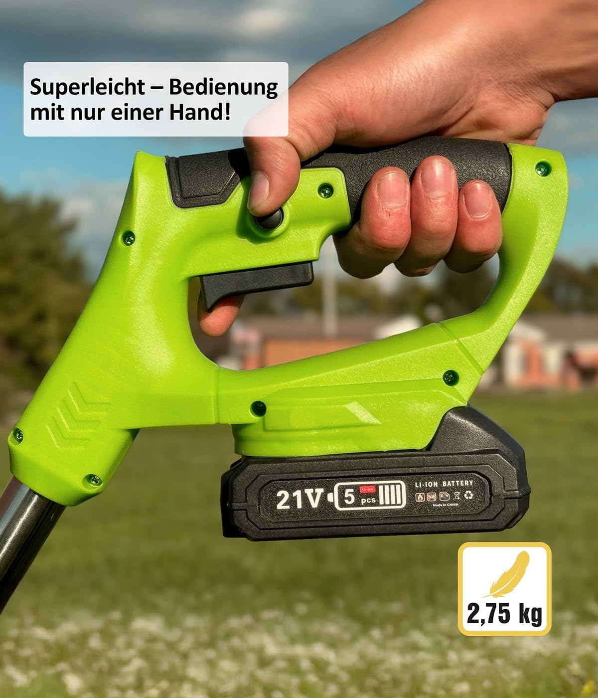 Genius Rotorazer 8 in1 Gartengerät Set 23-TLG. Akku Rasentrimmer Rasenkantenschneider Freischneider mit 2 Akku, Einstellbarer Schnitttiefe, 7 Messerscharfe Klinen, ausziehbare Teleskopstange, Garten