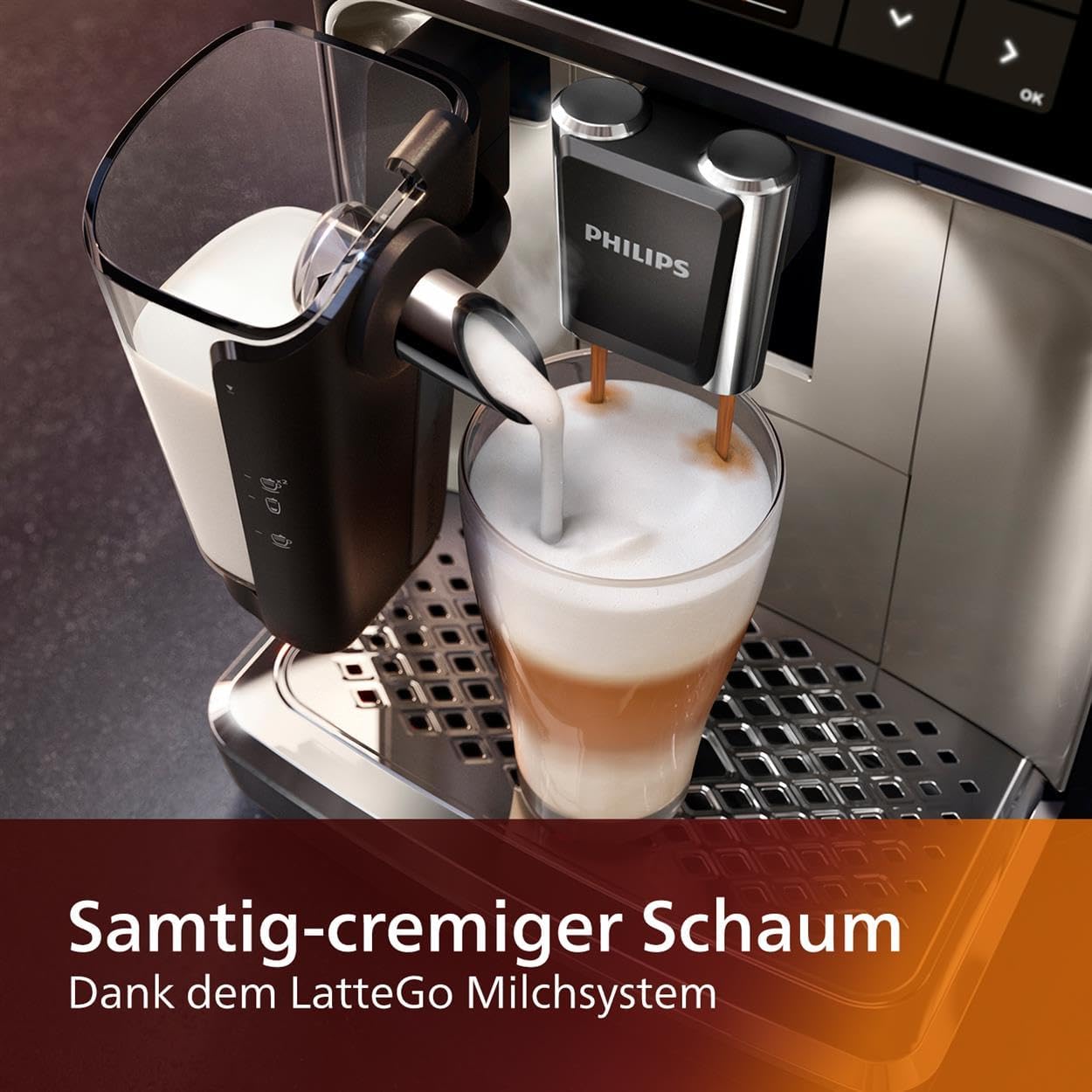 Philips Series 5400 Fully Automatic Coffee Machine - LatteGo Milk System, 12 Coffee Specialities, Intuitive Display, 4 User Profiles, Chrome (EP5447/90)