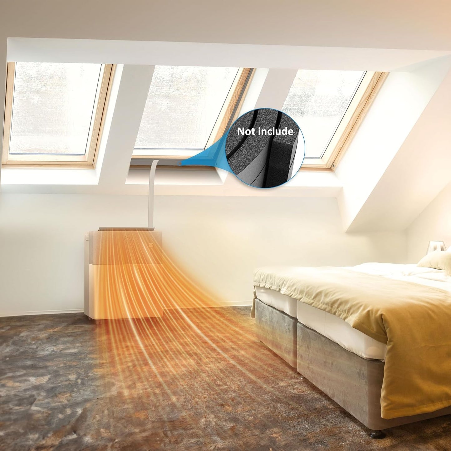 Midea Portasplit Air Conditioning, Mobile Heat Pump, Cooling A++/Heating A+, 12000 BTU 3.5 kW, for Rooms up to 42 m² / 105 m³, Only 39 dB(A) in Silent Mode