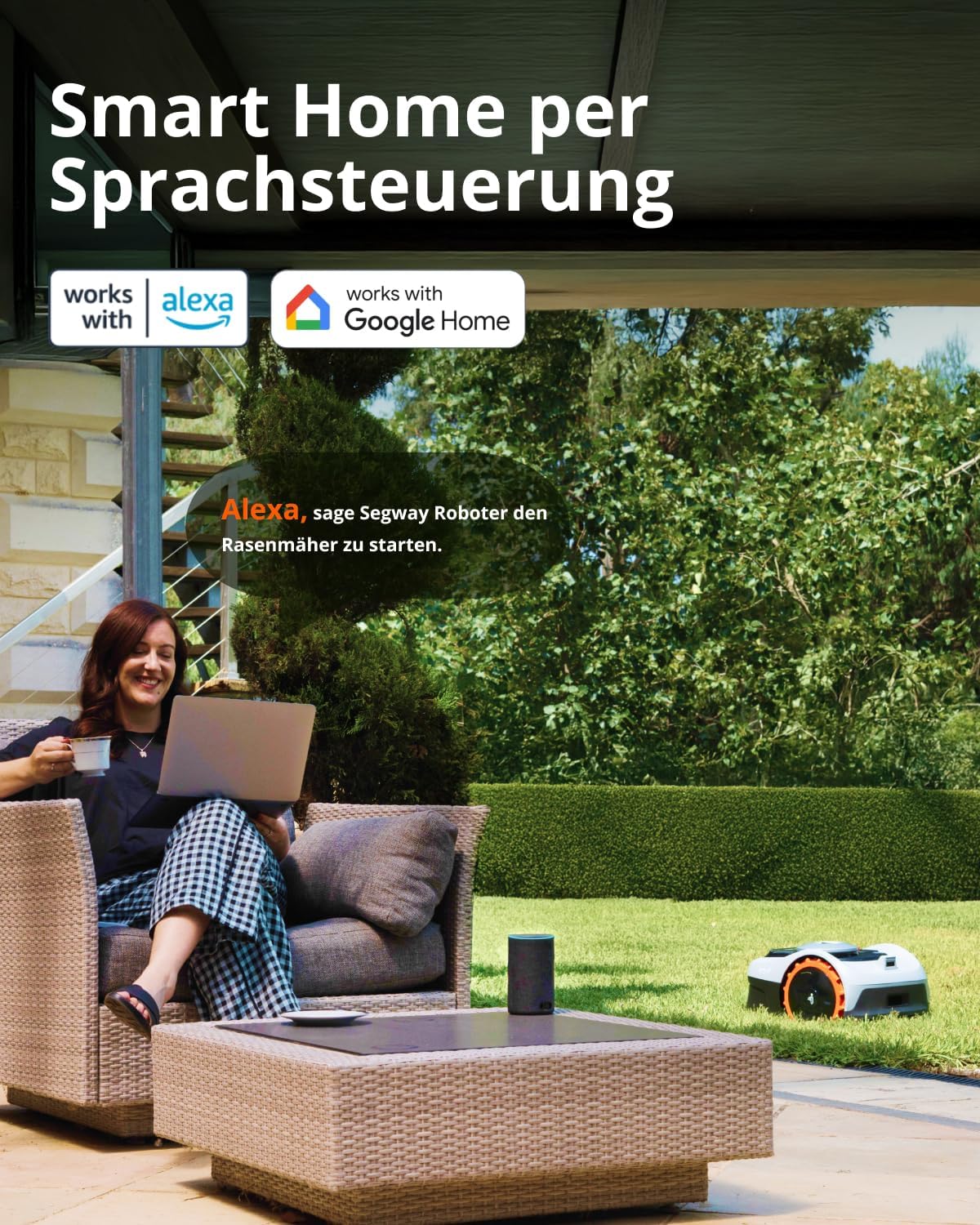 Navimow i105E Robotic Lawnmower without Boundary Cable, Reception 500 m², Max. 600 m², RTK+Vision Lawn Mower Robot Test Winner, Hedgehog Protection Lawn Robot, AI Car Mapping, Virtual Limiting,