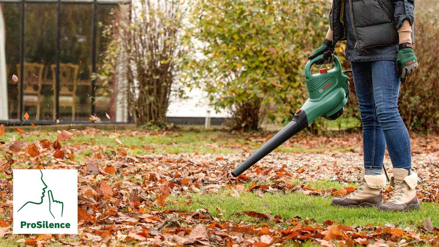 Bosch Home and Garden UniversalGardenTidy Electric Leaf Vacuum Cleaner/Leaf Blower (3000 W, Collection Bag 50 L, Continuous Speed Setting, for Blowing, Vacuuming and Chopping Leaves, in Box) Green,