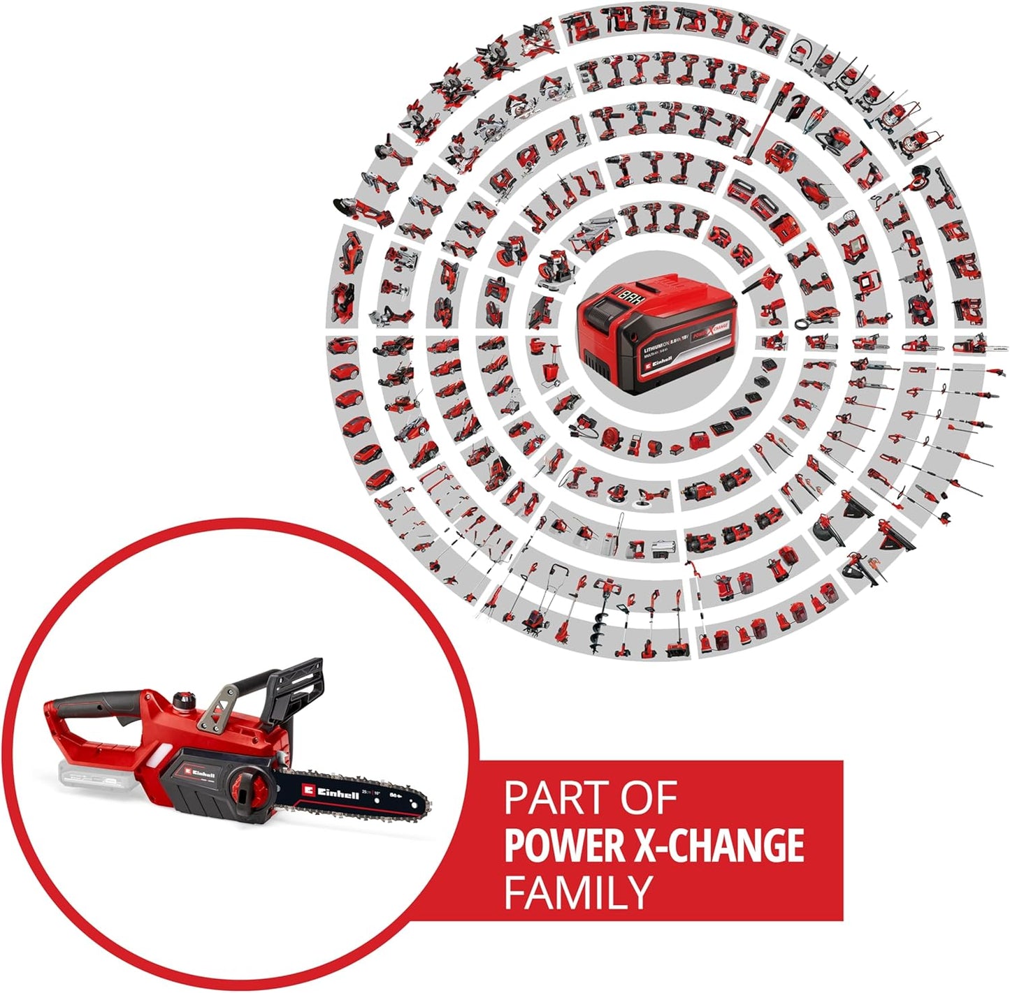 Einhell GE-LC 18 Li Power X-Change Battery Chain Saw (Lithium Ion 18 V, 230 mm Cutting Length, Oregon Chain and Quality Sword, chain interception bolt)